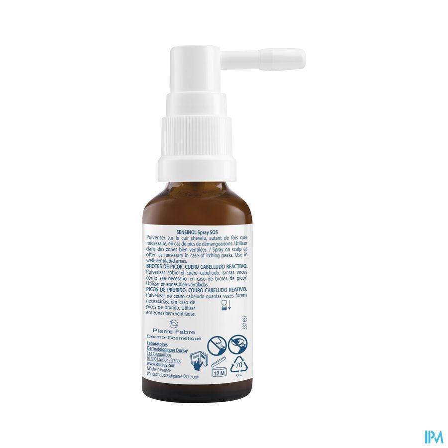 Ducray SENSINOL Sérum Apaisant Physioprotecteur - Spray Cuirs chevelus sensibles sujets à fortes démangeaisons Spray