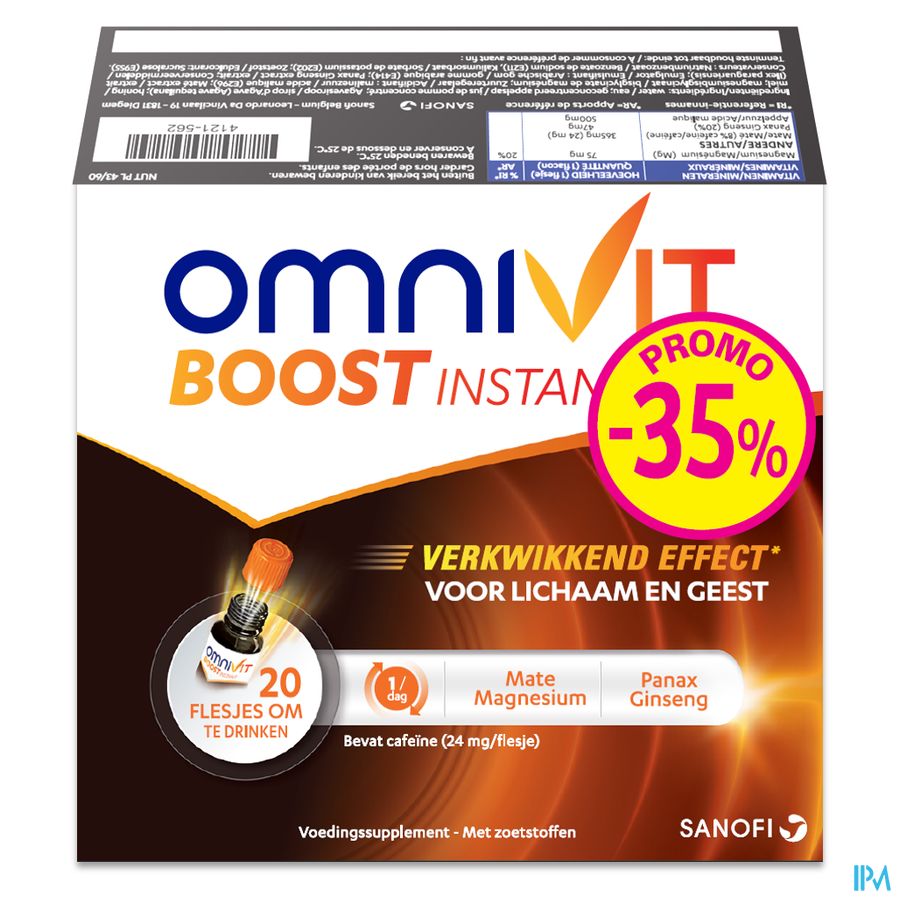 Omnivit Boost Instant 20fl PROMO -35% - Vitamine Energie instantanée Concentration