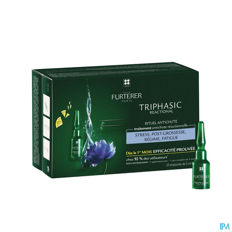 René Furterer - TRIPHASIC REACTIONAL Traitement antichute réactionnelle - Solution chute de cheveux  soin expert stimulant la croissance capillaire
