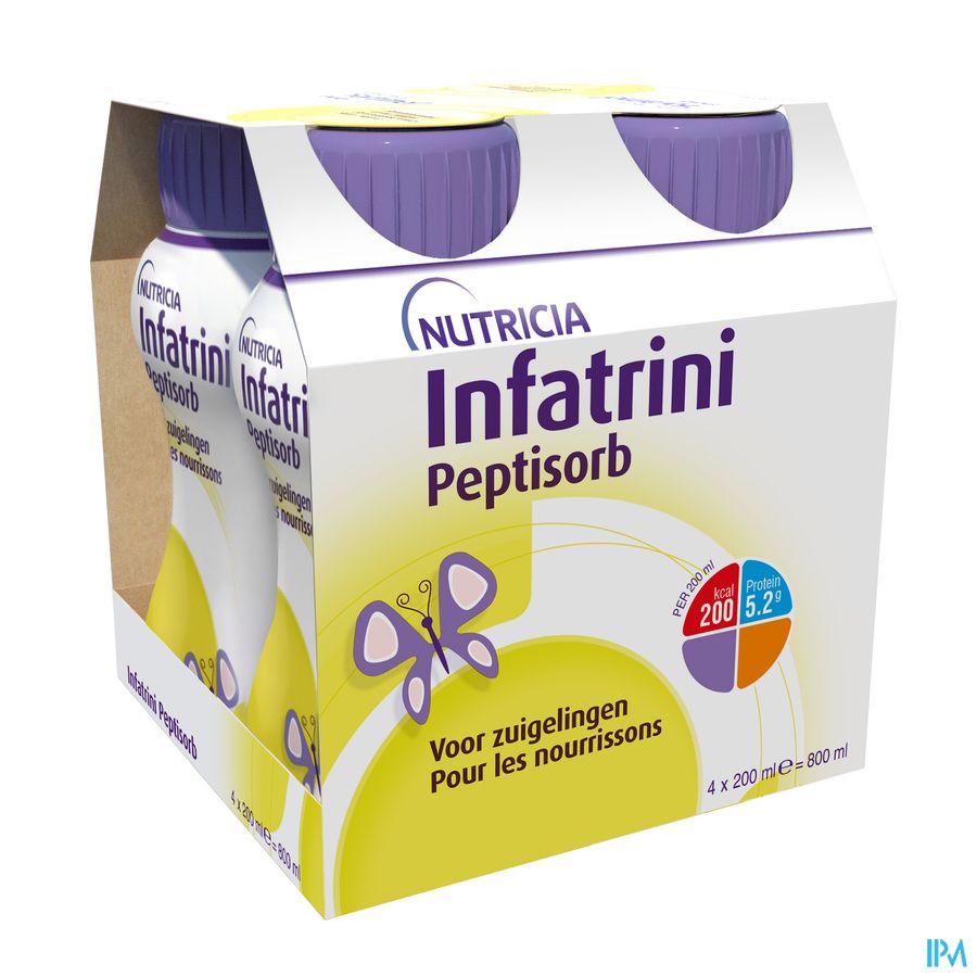 Infatrini Peptisorb Pour Nourrissons Complément Nutritionnel Dénutrition Bouteilles 4x200ml
