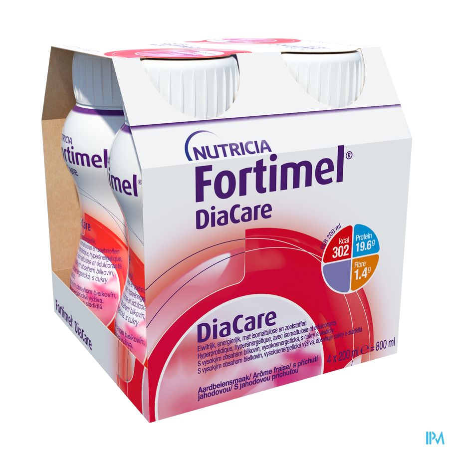 Fortimel DiaCare Arôme Fraise Complément Nutritionnel Dénutrition Bouteilles 4x200ml