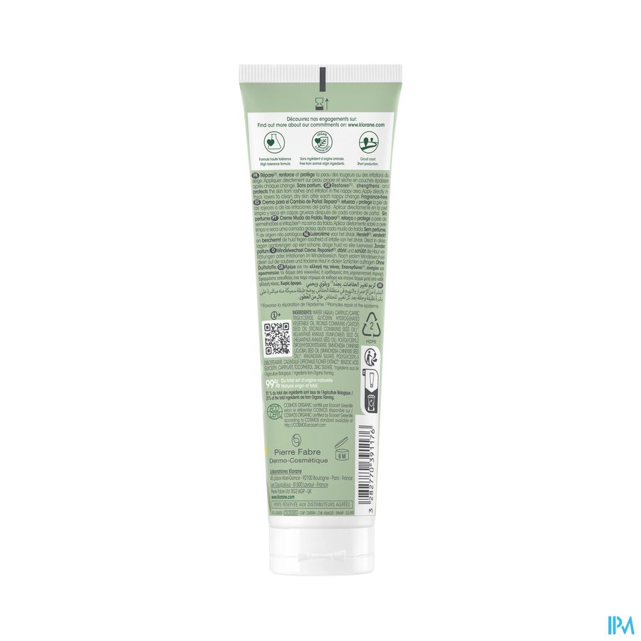 Klorane Crème change certifiée BIO au Calendula - Change Siège - Bébé