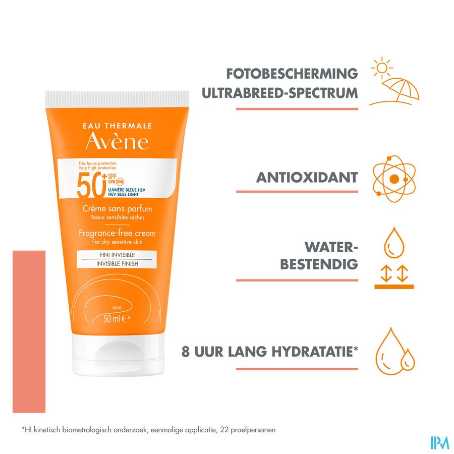 Avène Solaire Crème sans parfum SPF50+ Très Haute protection visage 50ml