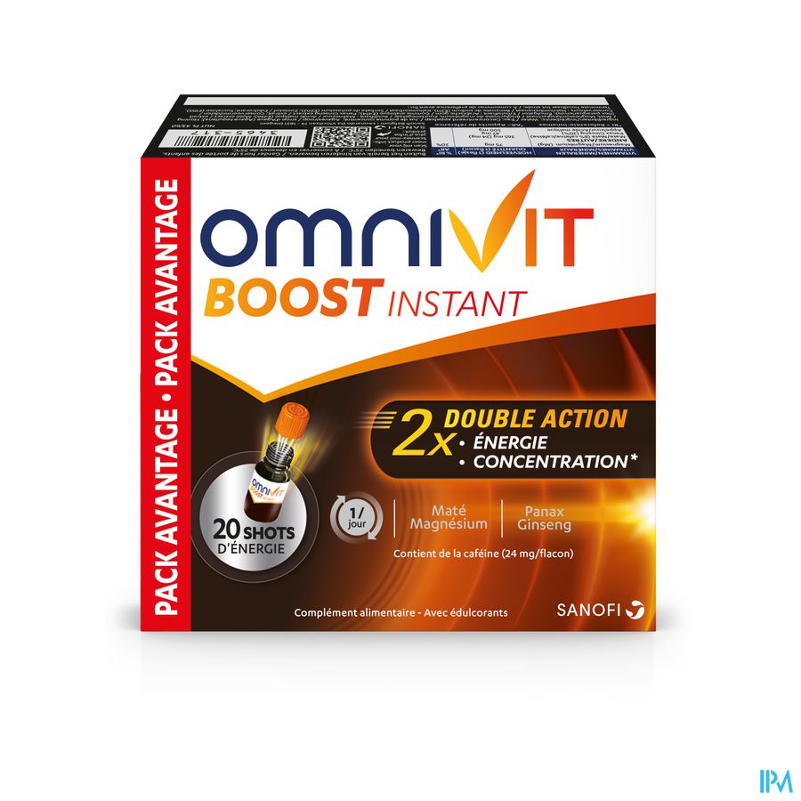 Omnivit Boost Instant 20fl - Vitamine Energie instantanée Concentration