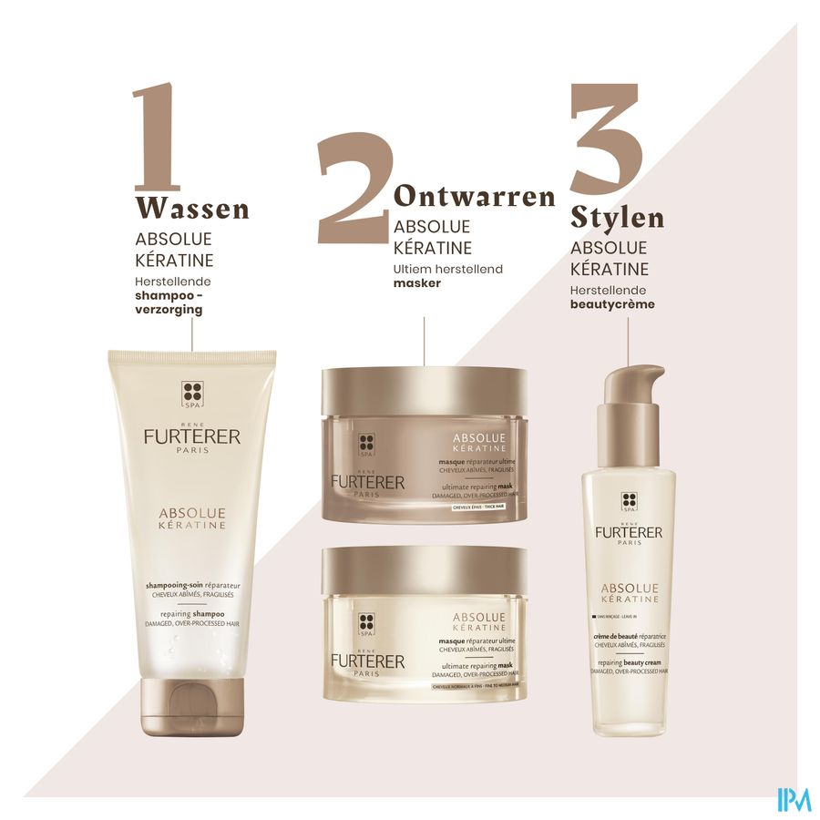 René Furterer - Shampooing-soin réparateur - Shampoing sans sulfates à la Kératine Végétale - ABSOLUE KERATINE