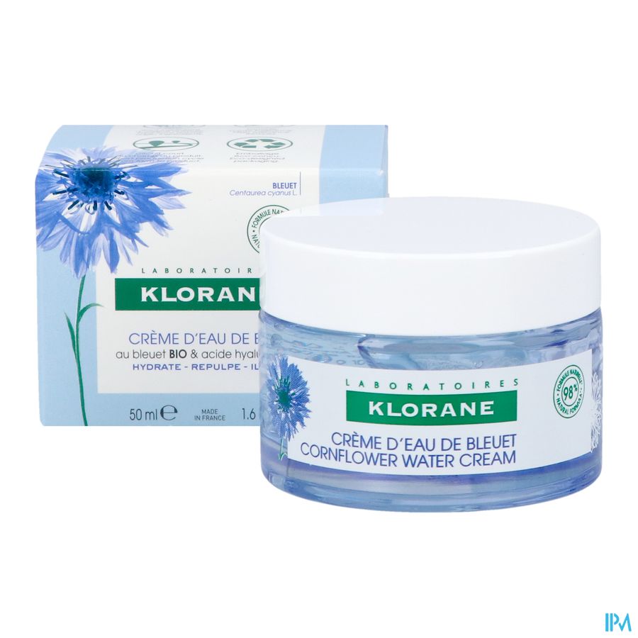 Klorane - Crème d’Eau de Bleuet au Bleuet BIO et Acide hyaluronique - Visage et yeux crème rafraichissante et défatigante