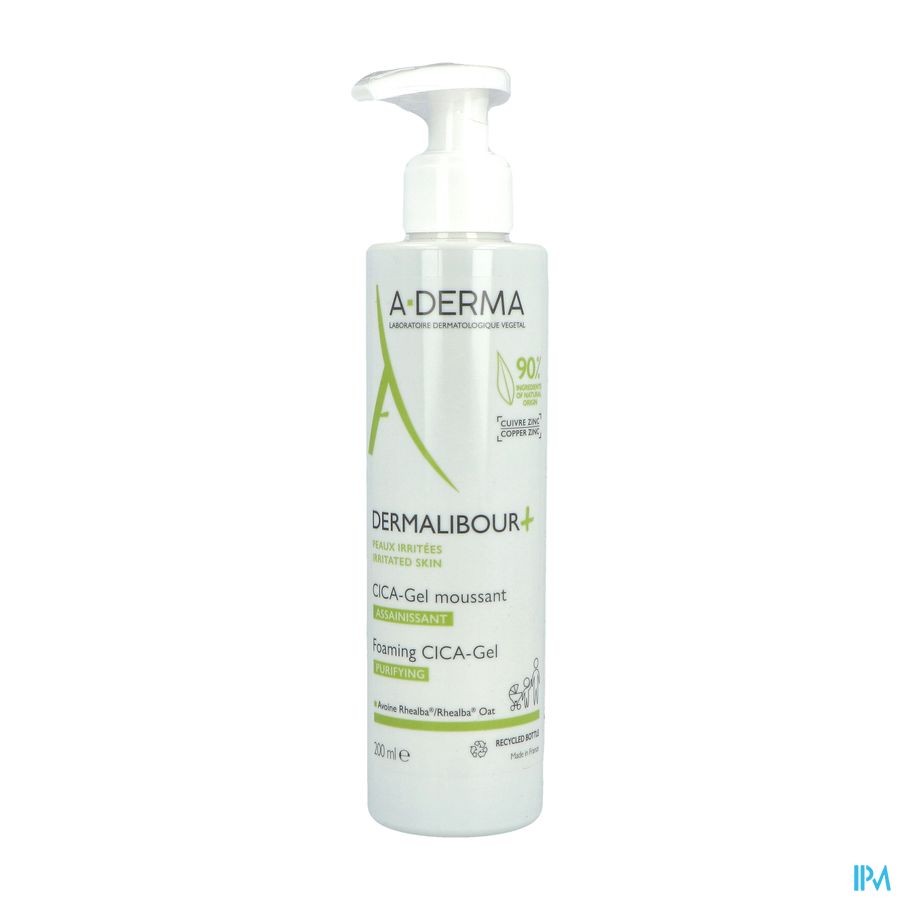 A-DERMA - DERMALIBOUR + CICA -GEL MOUSSANT ASSAINISSANT -  Apaise les peaux irritées