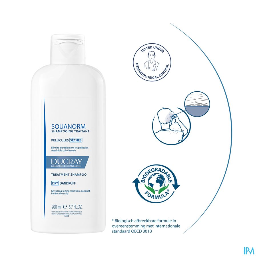 Ducray SQUANORM Shampooing Traitant Pellicules Sèches - Assainit le cuir chevelu