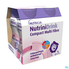 NutriniDrink Compact Multi Fibre Arôme Fraise Bouteilles 4x125ml