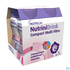 NutriniDrink Compact Multi Fibre Arôme Fraise Bouteilles 4x125ml