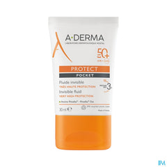 A-DERMA - PROTECT POCKET Fluide solaire visage invisible SPF50+ - Peaux fragiles mixtes à grasses