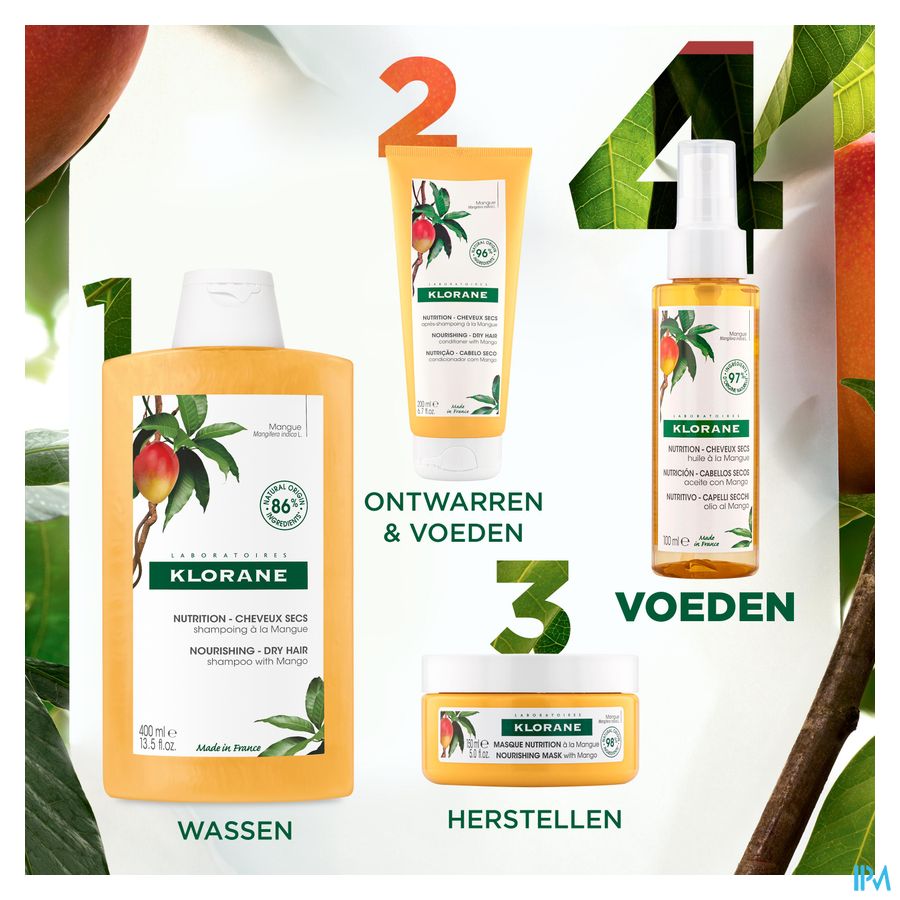 Klorane - Huile à la Mangue – Nutrition - Cheveux secs