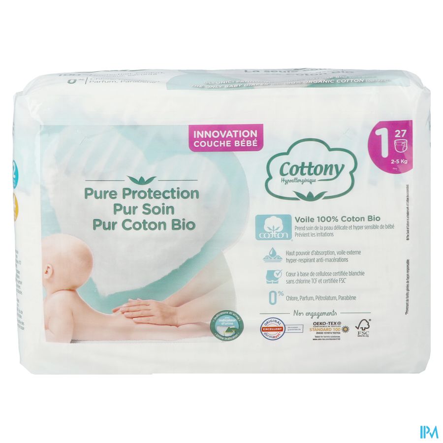 Cottony Baby Diapers Size 1 2,5kg 27