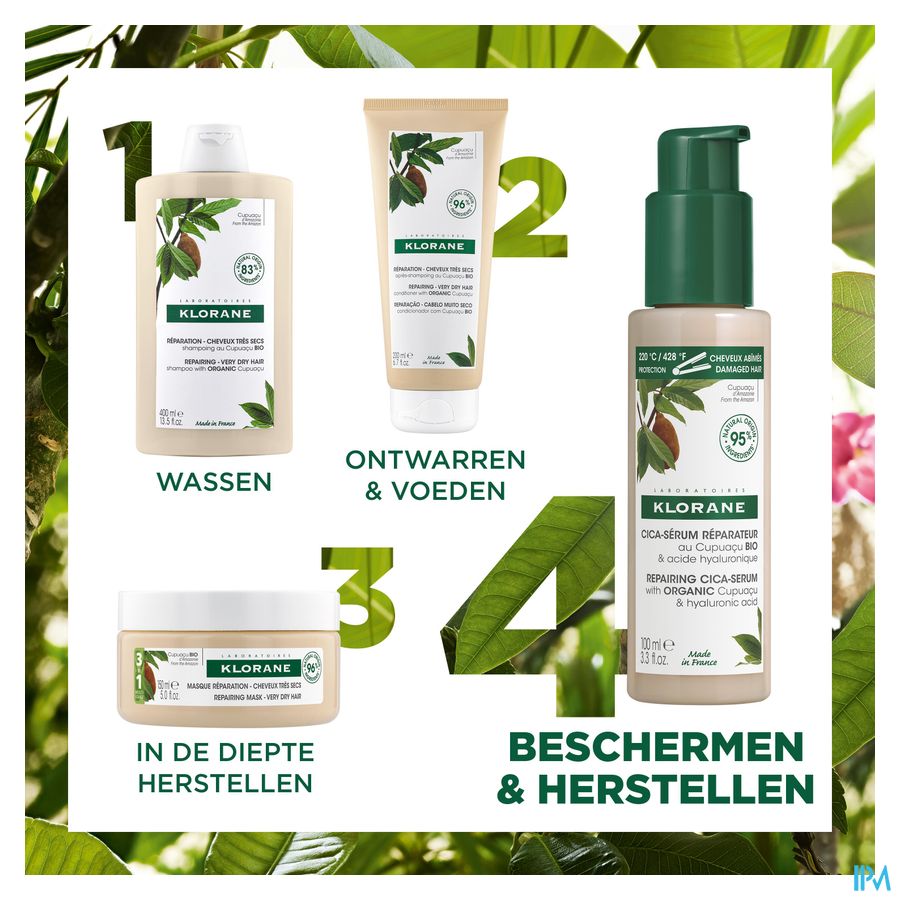 Klorane — Cica-sérum Réparateur au Cupuaçu BIO & acide hyaluronique — Cheveux très secs, abîmés