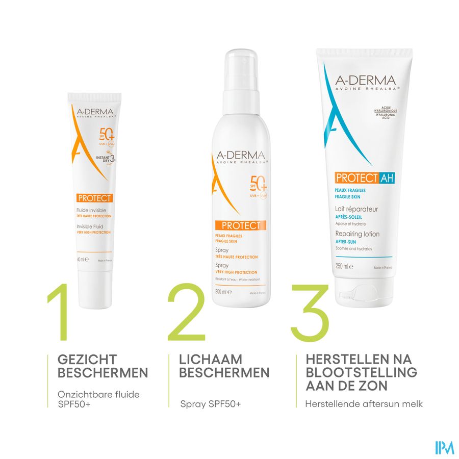 A-DERMA - A-DERMA PROTECT FLUIDE SOLAIRE VISAGE INVISIBLE SPF50+ - A-DERMA PROTECT