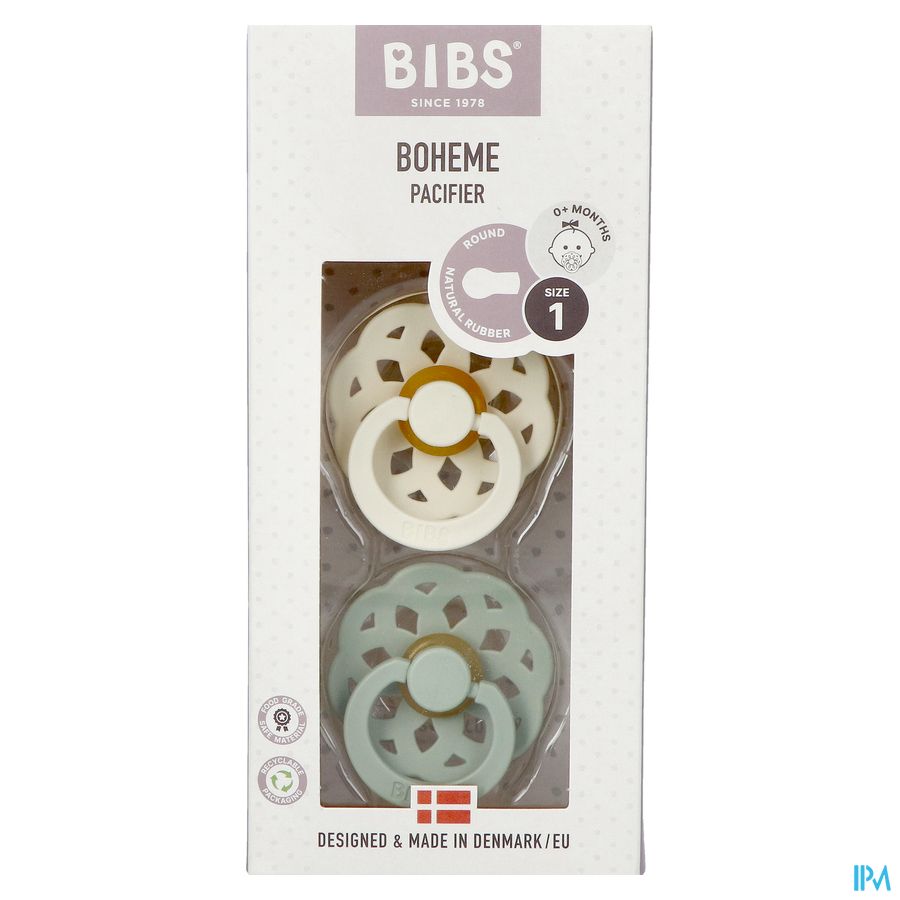 Bibs 1 Sucette Boheme Duo Sage/ivory 2
