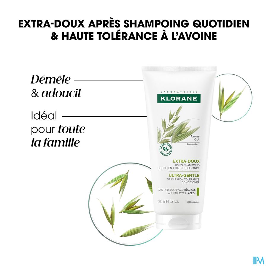 Klorane - Après-shampoing Extra-doux à l'Avoine - Tous types de cheveux