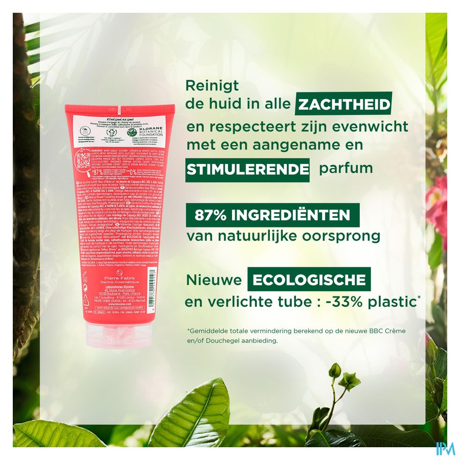 Klorane - Gel douche au beurre de Cupuaçu BIO - Fleur d’Hibiscus - Tous types de peaux