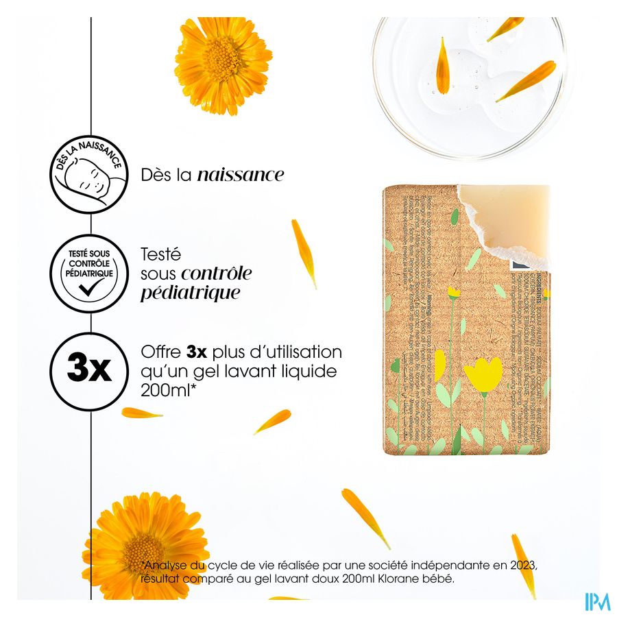 Klorane Solide lavant certifié BIO au Calendula - Corps et Cheveux - Bébé