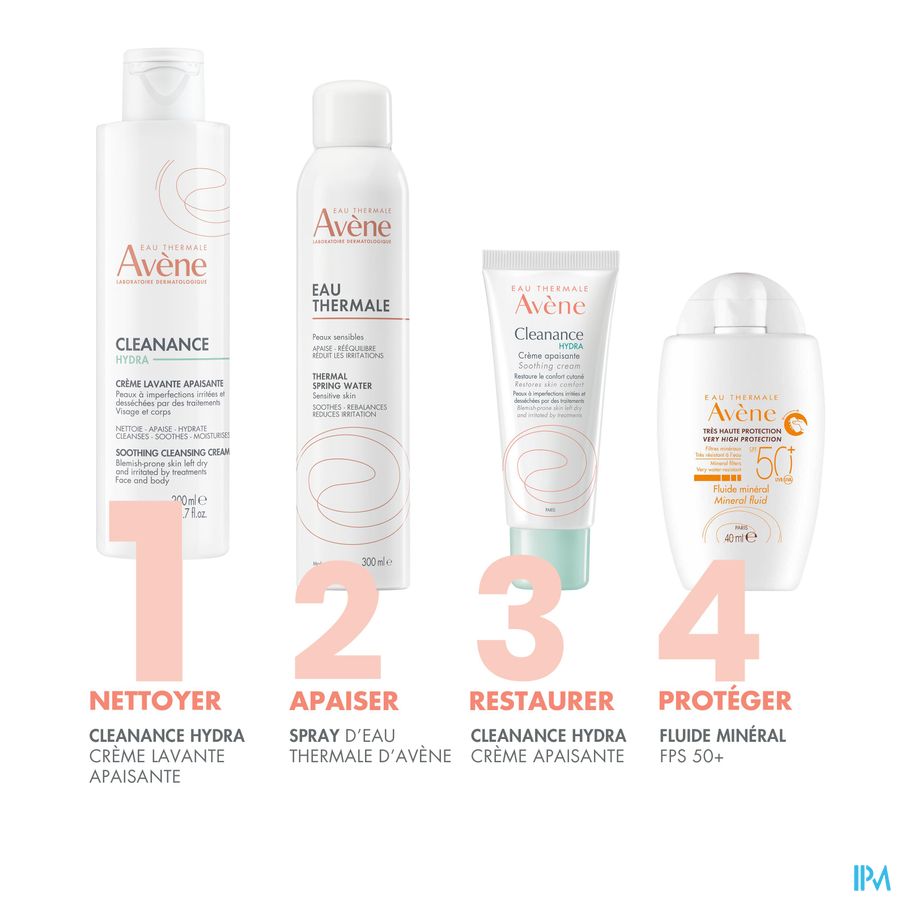 Eau Thermale Avène CLEANANCE HYDRA Crème lavante apaisante - Peaux à imperfections irritées et desséchées par des traitements - Visage et Corps