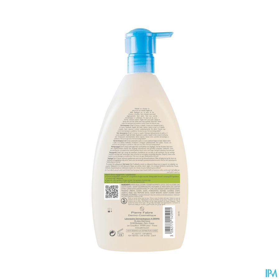 A-DERMA - PRIMALBA GEL LAVANT 2 EN 1 BEBE CORPS ET CHEVEUX - Peaux fragiles du bébé
