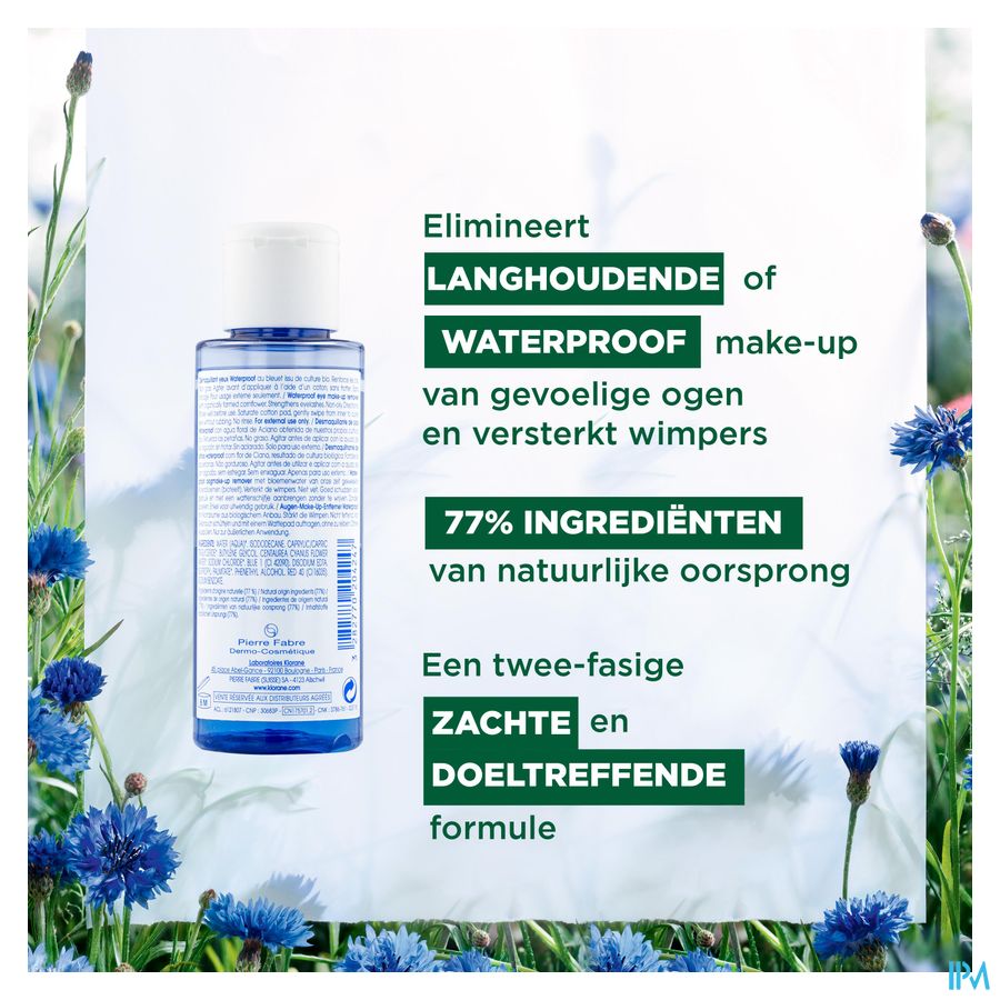 Klorane - Démaquillant yeux waterproof au Bleuet issu de culture BIO - Yeux sensibles