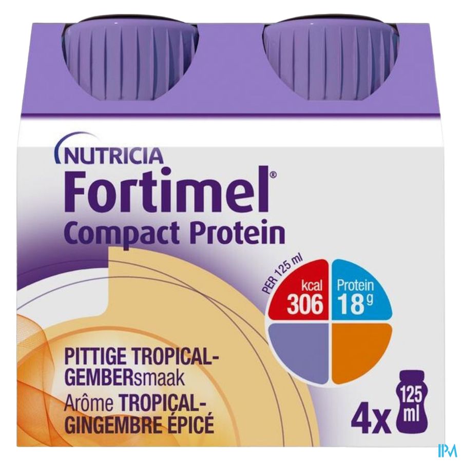 Fortimel Compact Protein Goût Tropical Gingembre épicé Bouteilles 4x125 ml