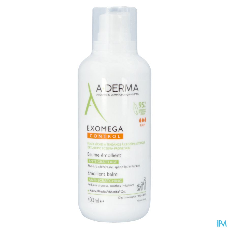 A-Derma Exomega Control Baume emollient Anti-grattage peau à tendance atopique 400ml