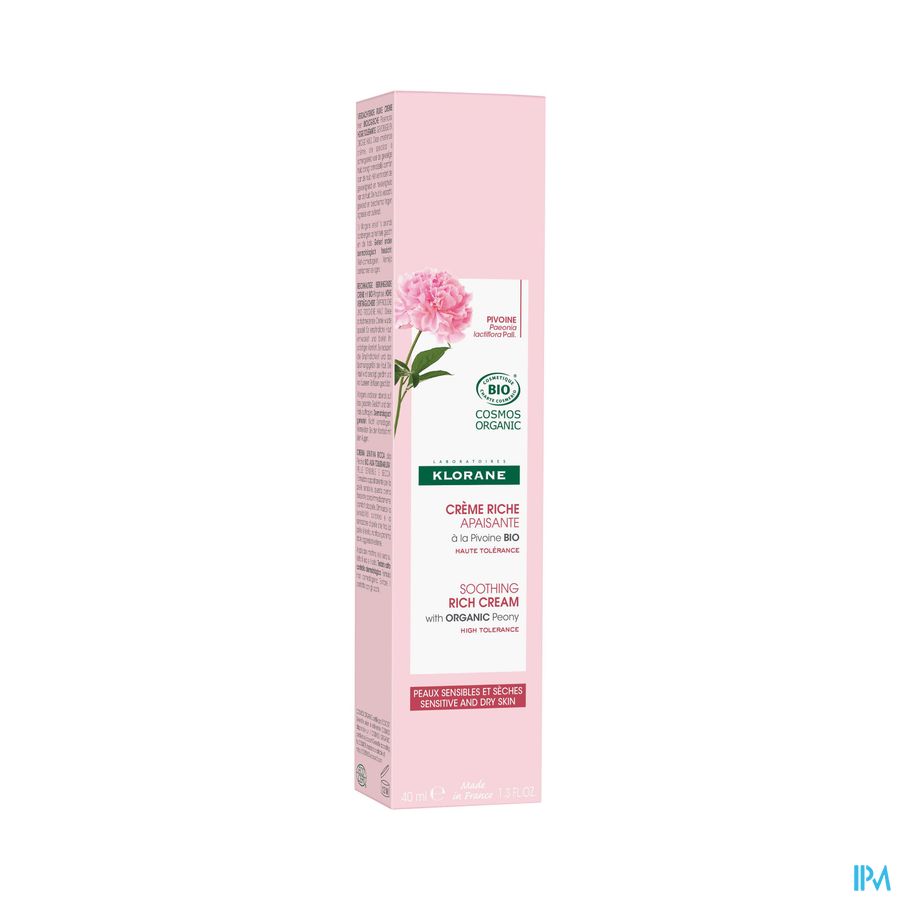Klorane — Crème Riche Apaisante à la Pivoine BIO — Peaux sensibles et sèches