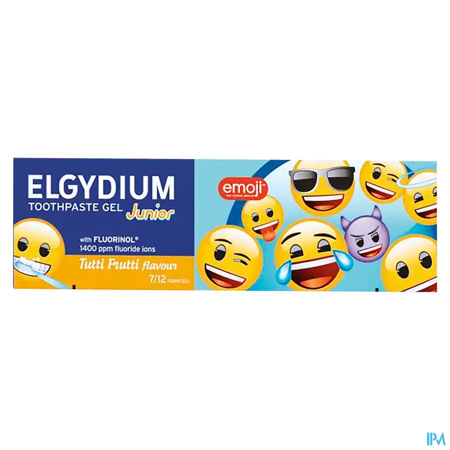 ELGYDIUM Junior EMOJI arôme Tutti Frutti Dentifrice 7 à 12 ans – Dentifrice enfant
