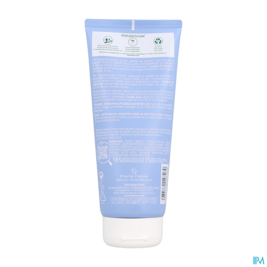 Klorane - Après-shampoing au Lin BIO - Volume - Cheveux fins