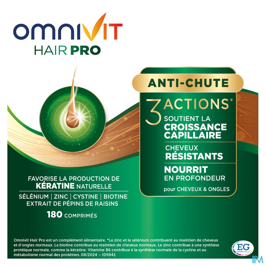 Omnivit Hair Pro 180cp PROMO 1 mois gratuit  - Vitamine Anti-chute Cheveux