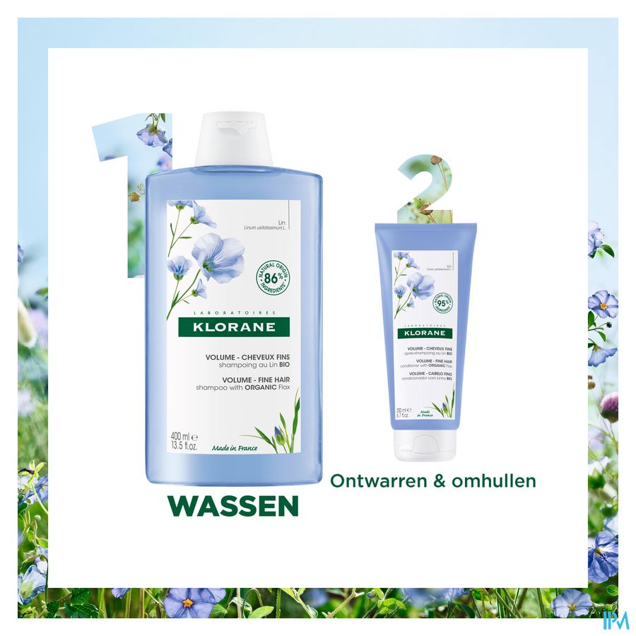 Klorane - Shampoing au Lin BIO - Volume - Cheveux fins