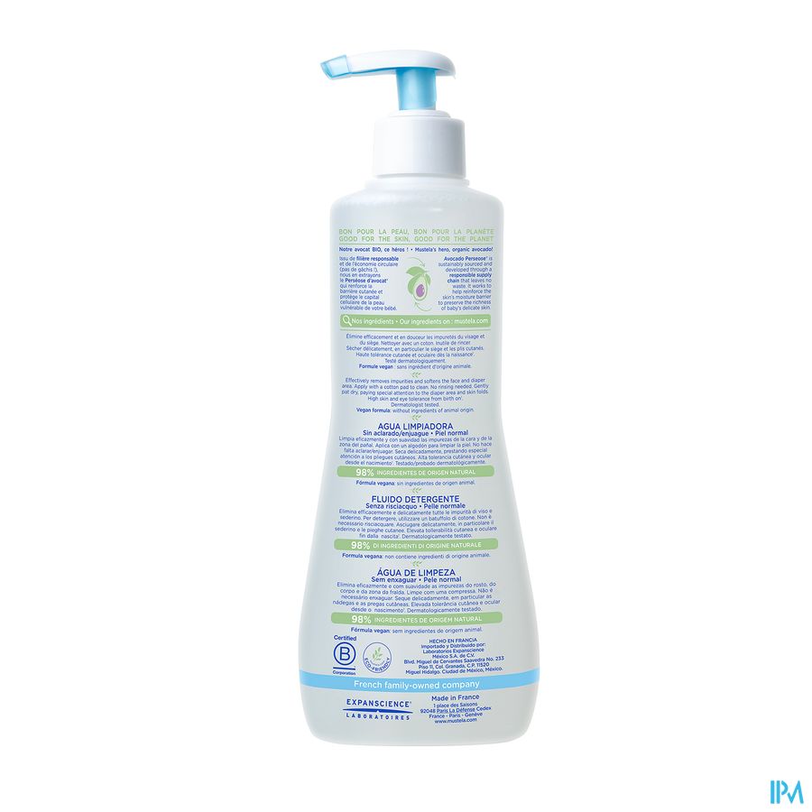 Mustela eau nettoyante sans rinçage - Peau normale 500 ml