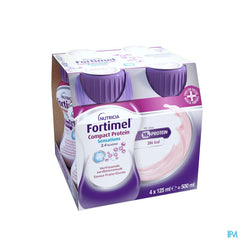 Fortimel Compact Protein 2.4kcal Saveur Fraise Givree Complément Nutritionnel Dénutrition Bouteilles 4x125ml