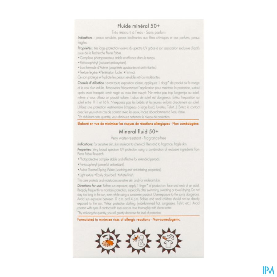 Eau Thermale Avène - Fluide minéral SPF 50+