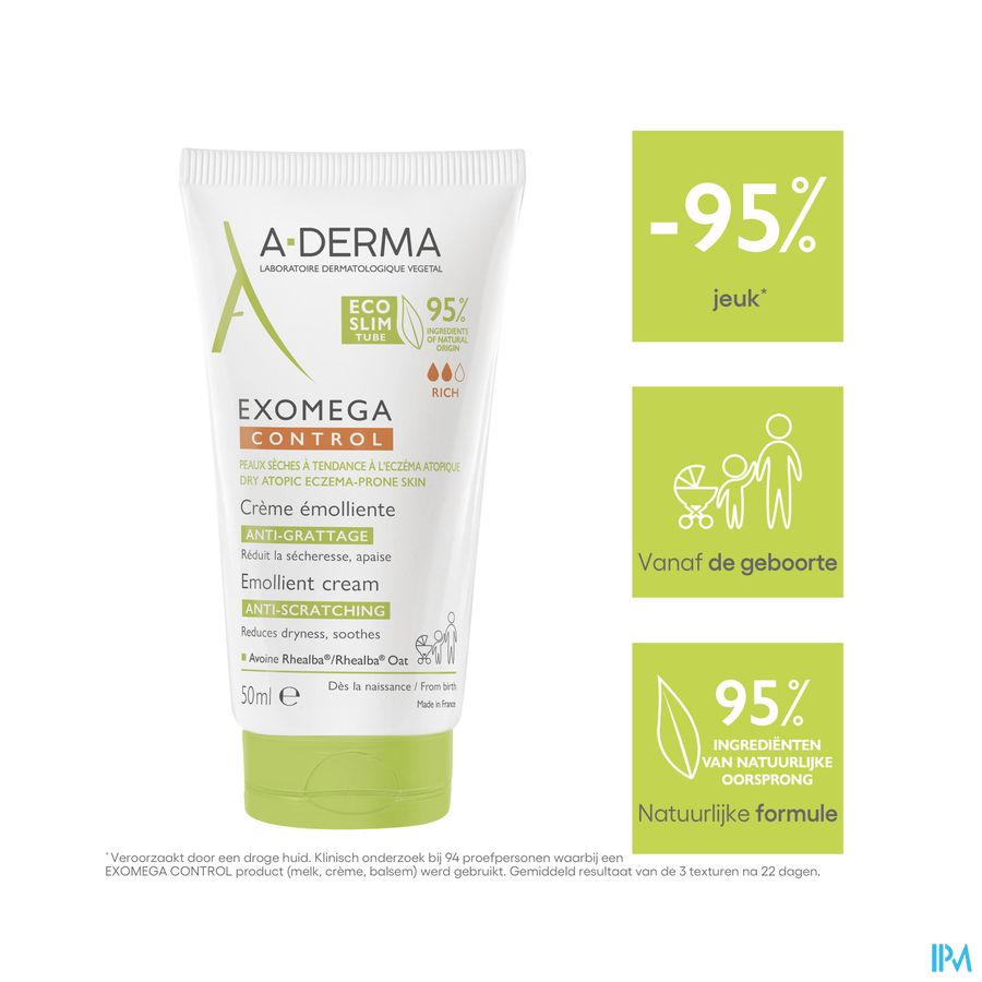 A-DERMA — EXOMEGA CONTROL — CRÈME ÉMOLLIENTE anti-grattage peau à tendance atopique