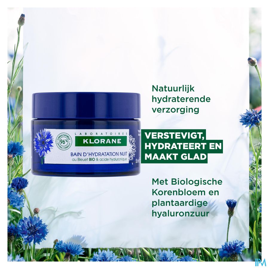 Klorane - Bain d’Hydratation Nuit au Bleuet BIO et acide hyaluronique - Visage et yeux