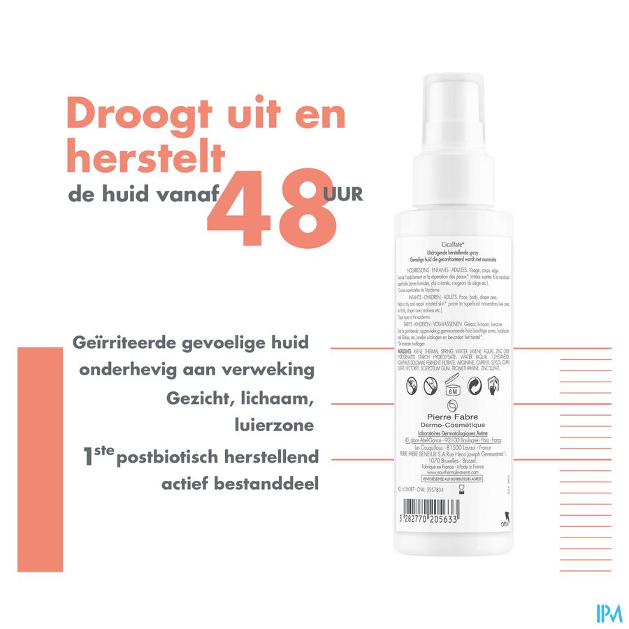 Eau Thermale Avène CICALFATE+ Spray Asséchant Réparateur Peaux Irritées Sujettes à Macérations