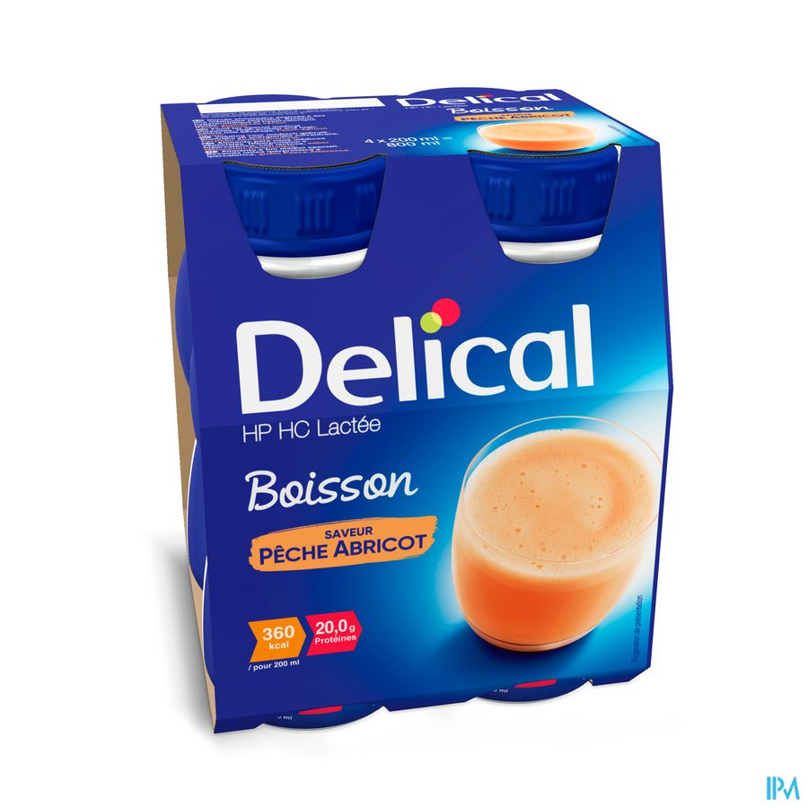 Delical Boisson Lactée Hp-hc Pêche-abricot 4x200ml