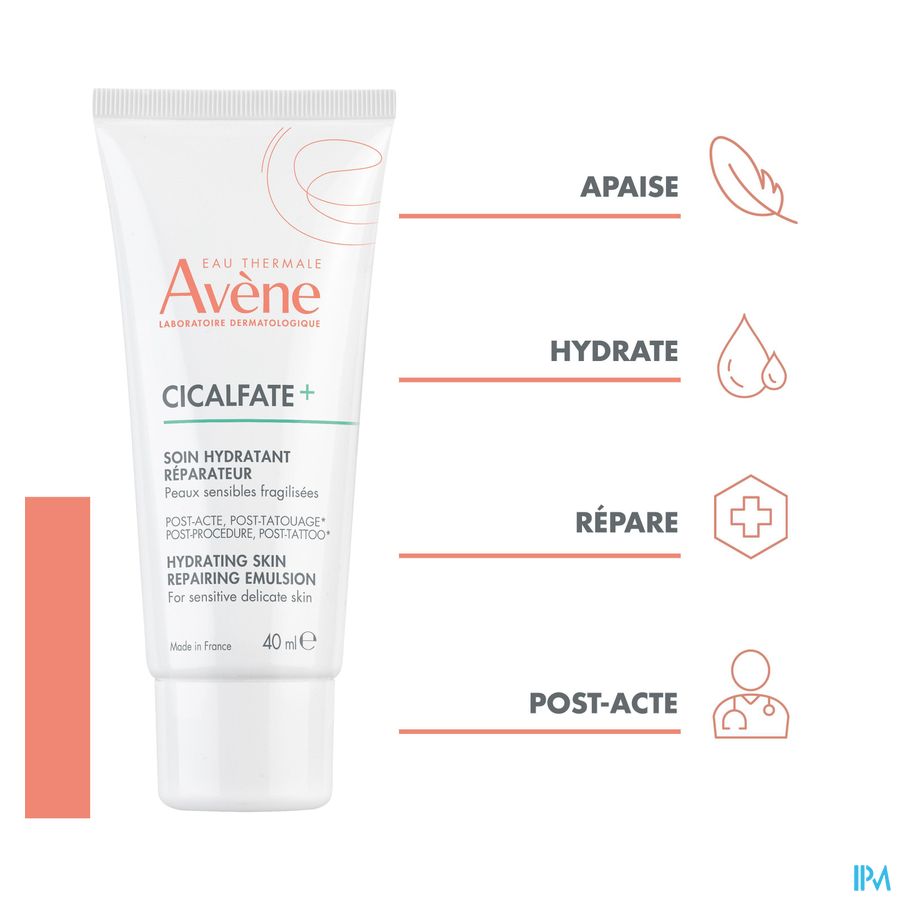 Eau Thermale Avène CICALFATE+ Soin Hydratant Réparateur post-acte, post-tatouage - Peaux sensibles fragilisées