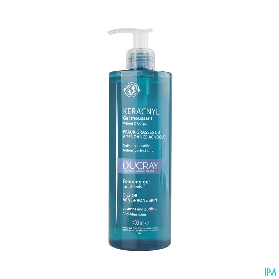 Ducray KERACNYL Gel Moussant Visage et Corps Nettoie et purifie - Peaux grasses ou à tendance acnéique