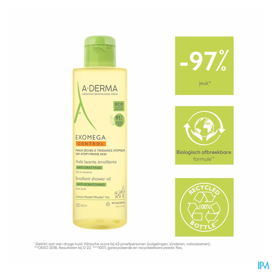 A-DERMA - EXOMEGA CONTROL HUILE LAVANTE ÉMOLLIENT ANTI-GRATTAGE REFILL peau à tendance atopique