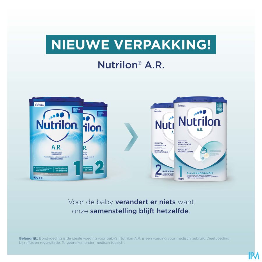 Nutrilon AR 2 | En cas de régurgitations | Lait Bébé 6-12 mois  | Lait en Poudre pour Biberon | Boite 800g