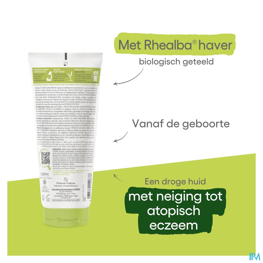 A-Derma Exomega control crème émolliente anti-grattage peau à tendance atopique 400ml
