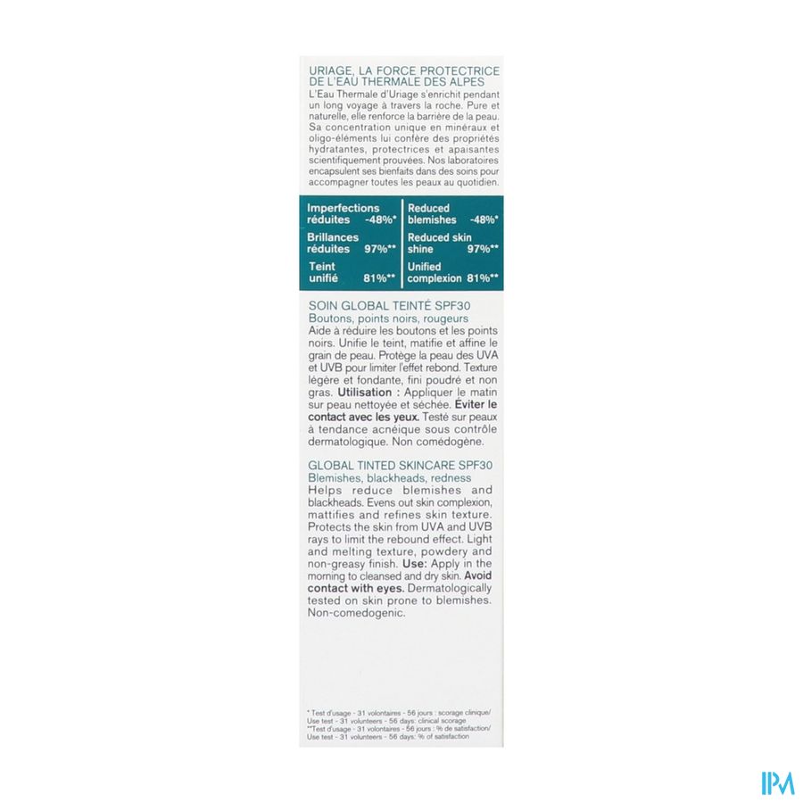 Uriage Hyseac 3regul Soin Global Teinte Spf30 40ml