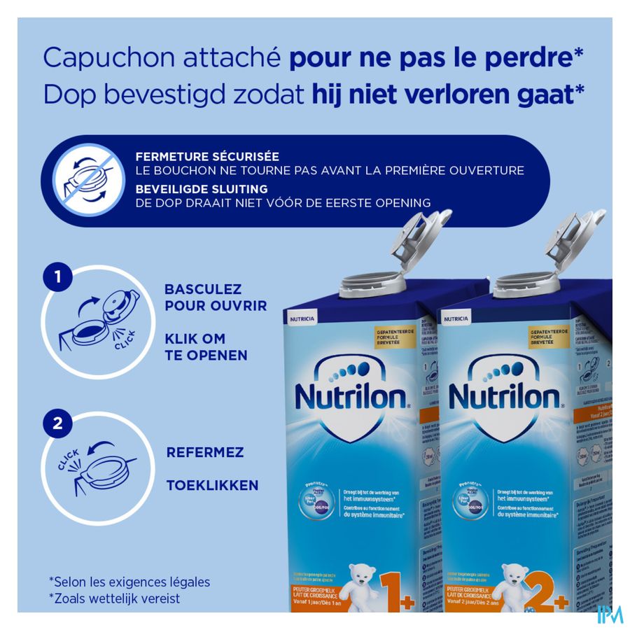Nutrilon 1+ | Lait De Croissance Enfant dès 1 an | Lait Liquide | Brique 1L