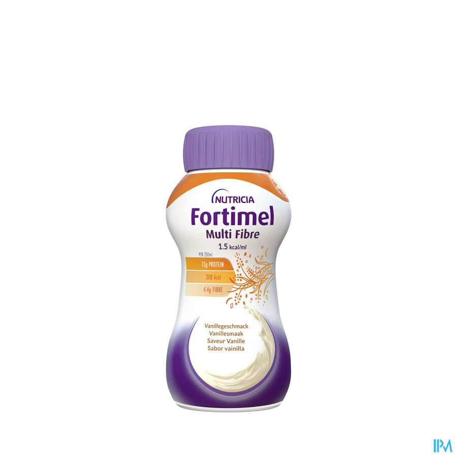 Fortimel Multifibre 1.5kcal Arôme Vanille Complément Nutritionnel Dénutrition Bouteilles 4x200ml
