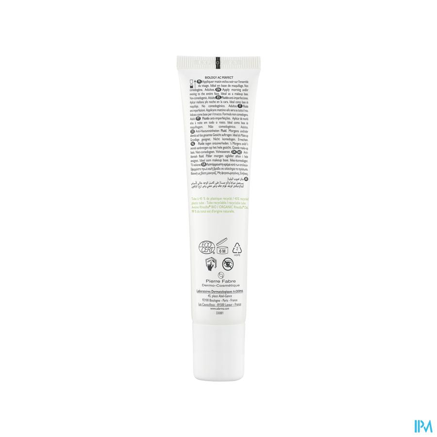 A-DERMA BIOLOGY AC PERFECT Fluide Anti-Imperfections  - Peaux adultes grasses à imperfections et à tendance acnéique