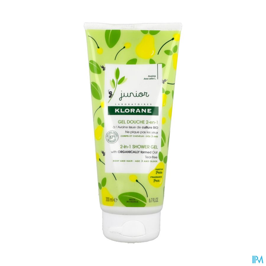 Klorane - Gel douche 2-en-1 à l’Avoine BIO - Poire - Corps et Cheveux - Junior - Enfant